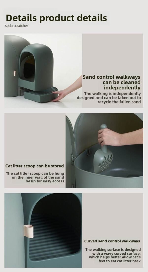 MASHU Cat Litter Pan /Fully Enclosed /Extra Large Small Large/ Cat Litter Box/ Hallway Style/ Anti-Odor/Anti-Splash Litter Pan - 图片 4