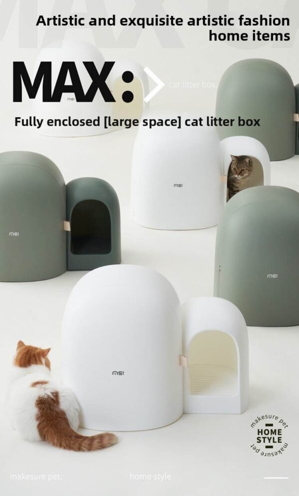 MASHU Cat Litter Pan /Fully Enclosed /Extra Large Small Large/ Cat Litter Box/ Hallway Style/ Anti-Odor/Anti-Splash Litter Pan - 图片 16